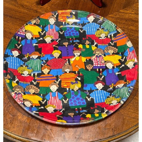 Colorful Laminated Decorative Glass Plate With Hand-Holding Children Design 12" - Picture 3 of 6